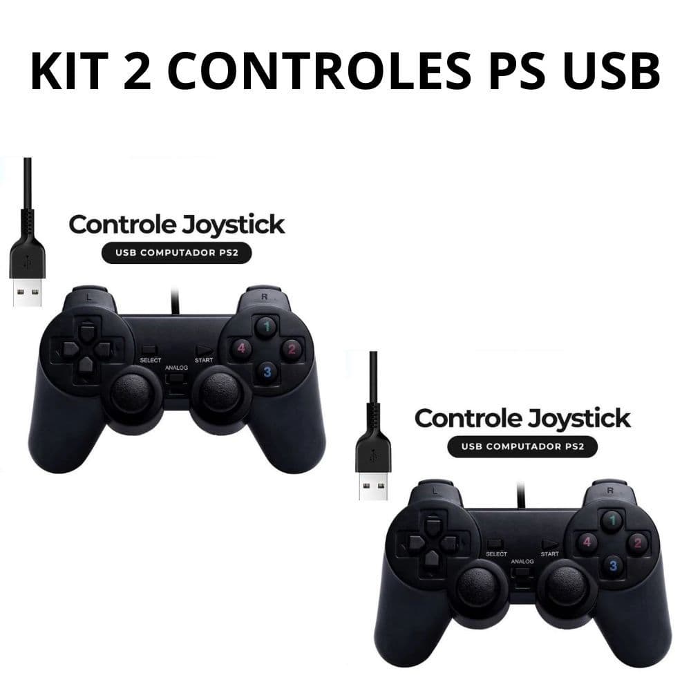 Controle Analógico Ps2 Usb Para Vídeo Game Retro 2 Unidades
