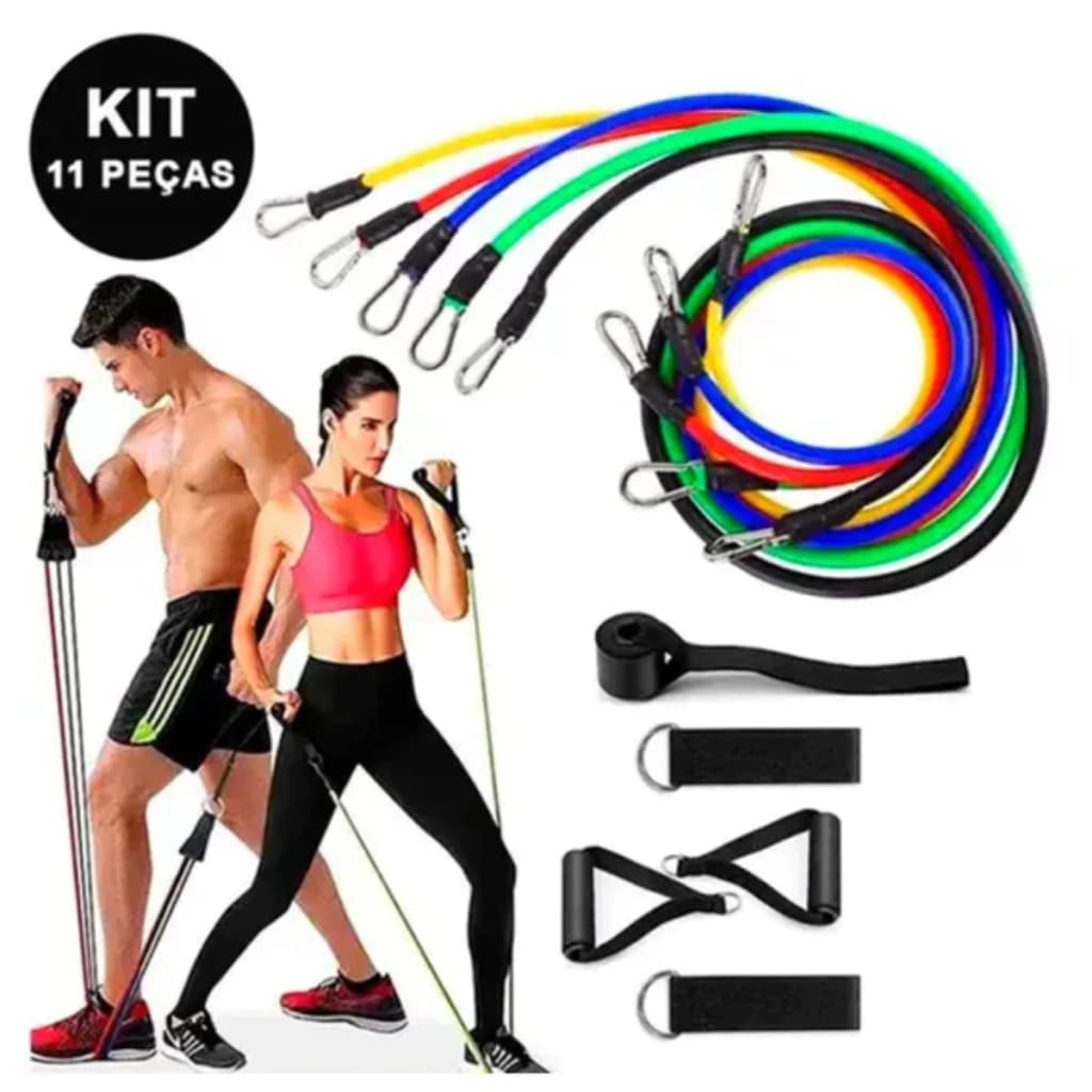 💪 Kit Elástico Extensor 11 Peças – Treino Funcional em Qualquer Lugar!