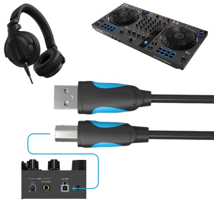 Cabo Usb Midi Para Controladora Pioneer Ddj Sb3 Sb2 Todos Modelos