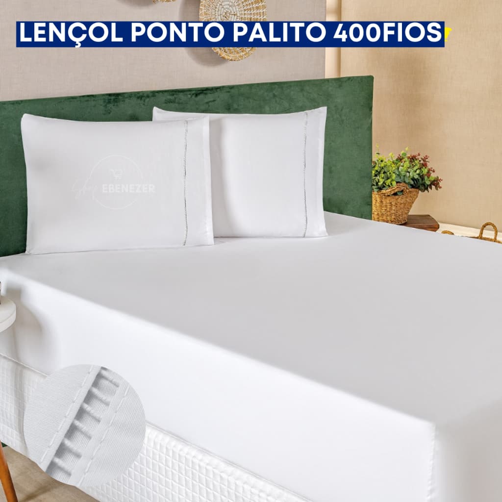 Jogo de Lençol 2 e 3 Peças Solteiro Casal Queen King 400 Fios C/ Elástico Fronha Ponto Palito