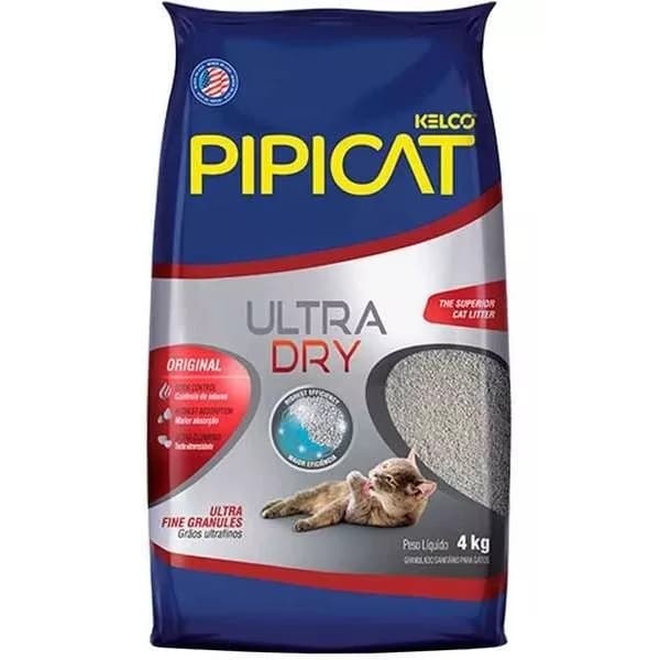 Areia Sanitária P/Gatos PIPICAT KELCO ULTRA DRY 4 KILOS
