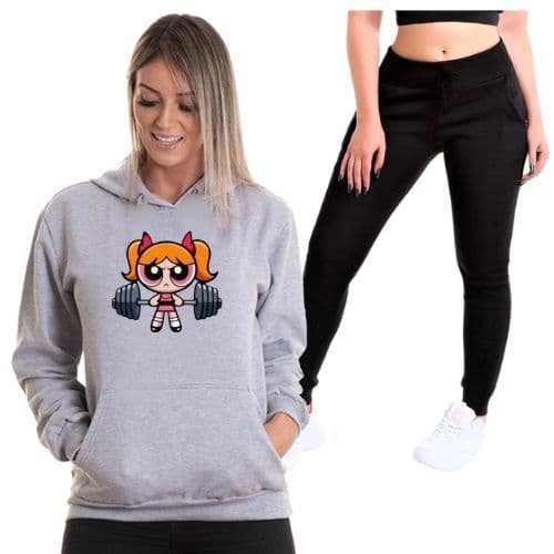 Super Powerpuff Girls Conjunto Feminina de Moletom Canguru Unissex Estampados com alta qualidade