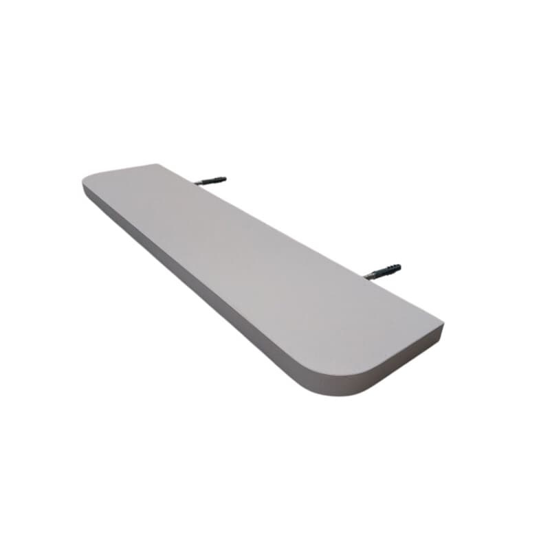 Prateleira boleada flutuante de canto arredondado MDF 18mm Branco c/ suporte invisível salão, parede, banheiro, decoraçã