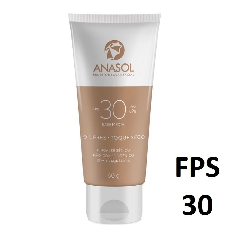 Protetor Solar Facial Base Média Anasol FPS 30 Com cor 60g