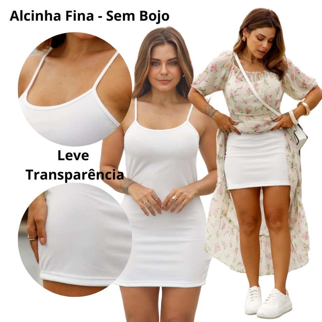 Vestido Anágua Feminino Segunda Pele Ultra Leve Veste Sob Vestidos Versátil Evangélico Slim 3071A