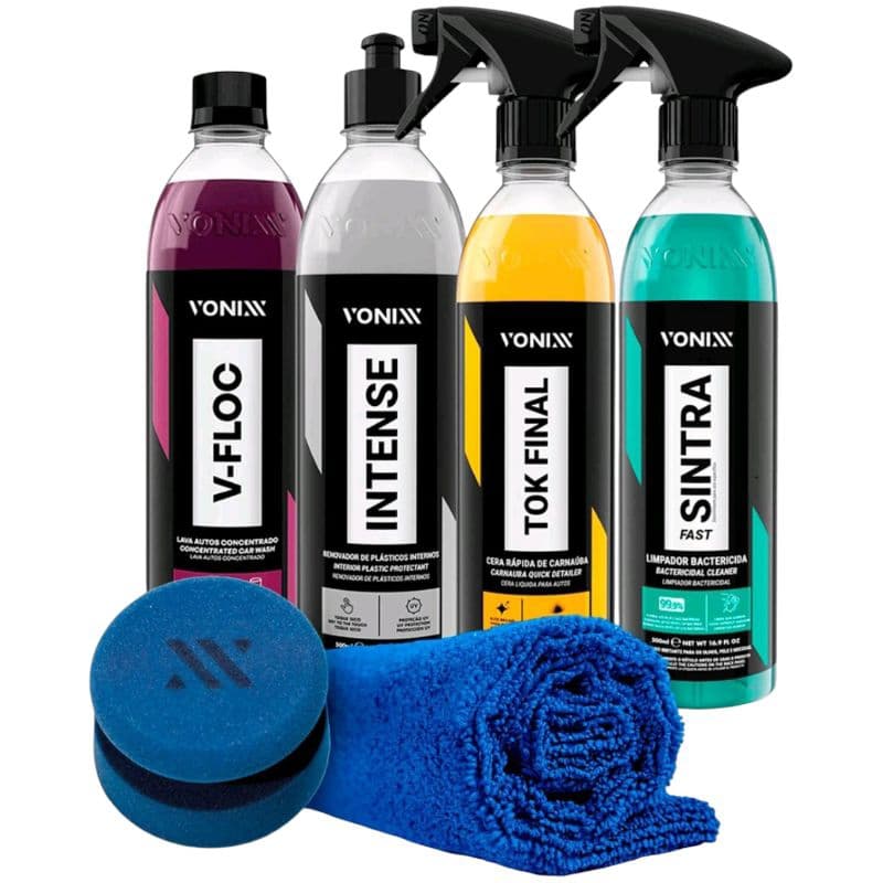 Kit Limpeza De Carro Completo Fácil E Prático Cera Shampoo Vonixx