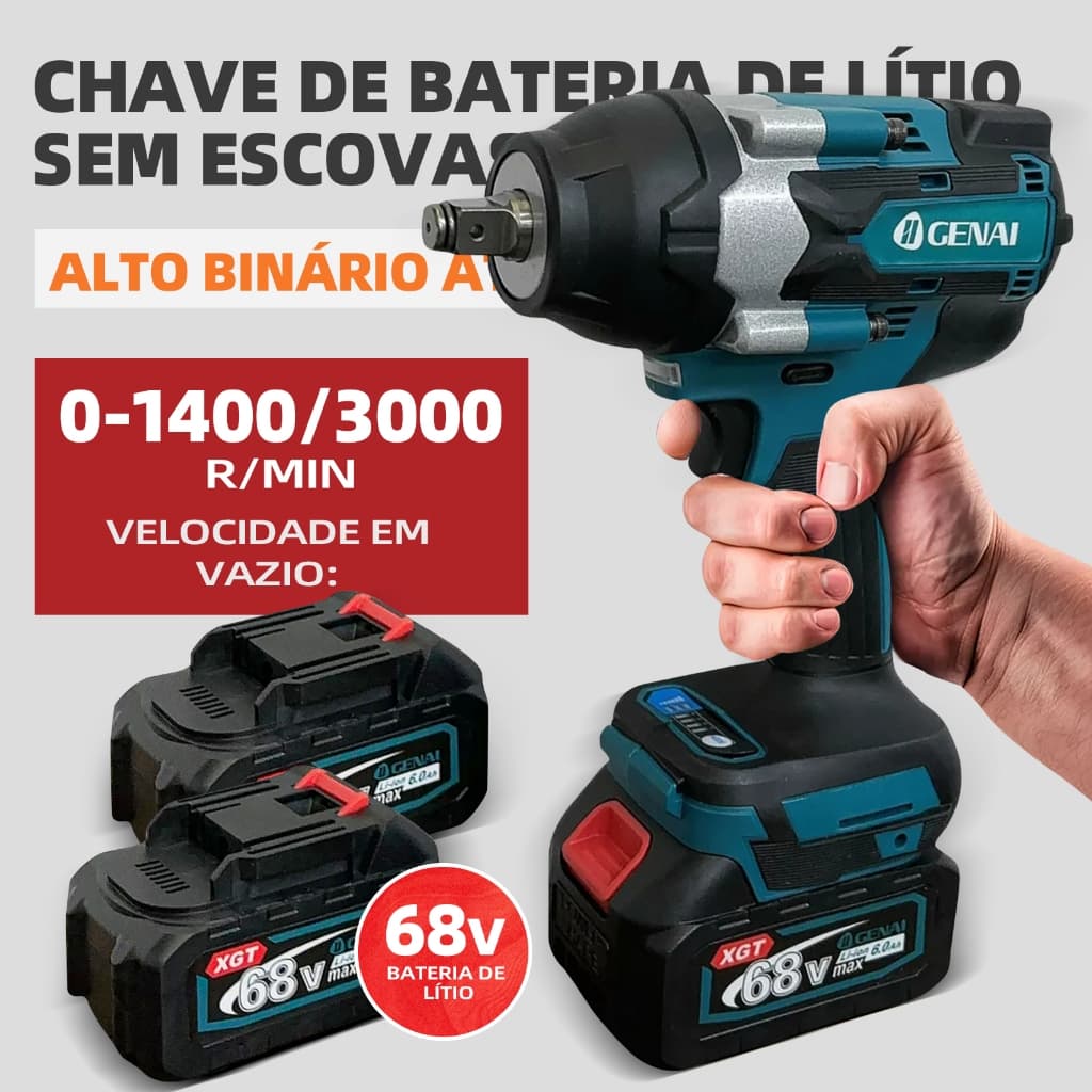 Parafusadeira e Furadeira de Impacto 68V Brushless 700N.m – Ideal para Pneus de Caminhão