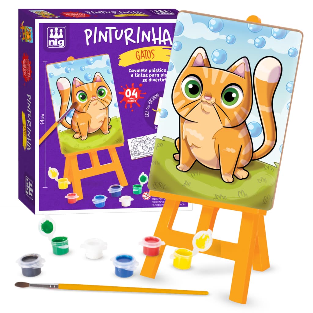 Jogo de Pintura Infantil Pinturinha Gatos Casinhas Educativo Brinquedo Pedagógico Nig Brinquedos