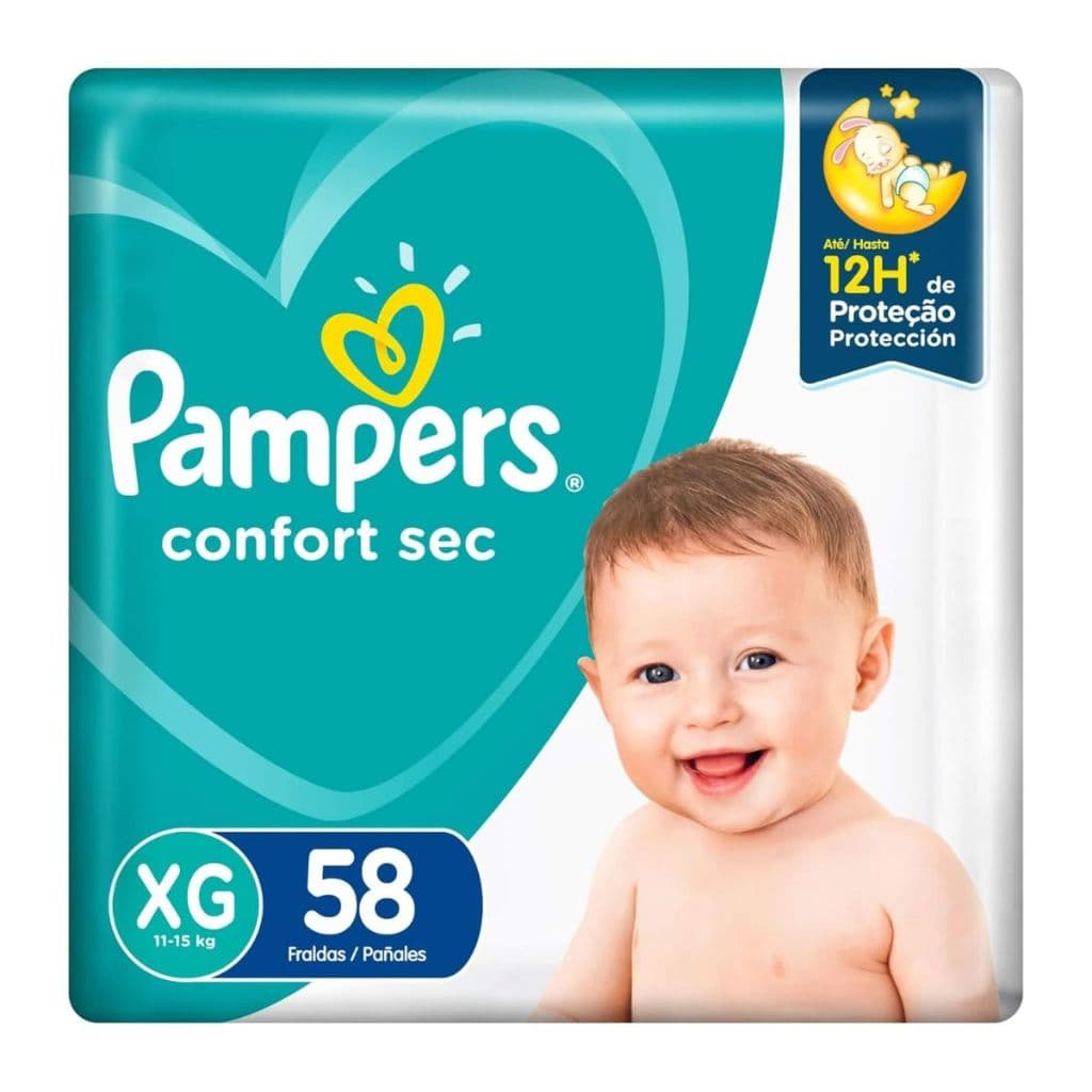 Pampers Confort Sec Fraldas Descartáveis Bag XG 58 Unidades