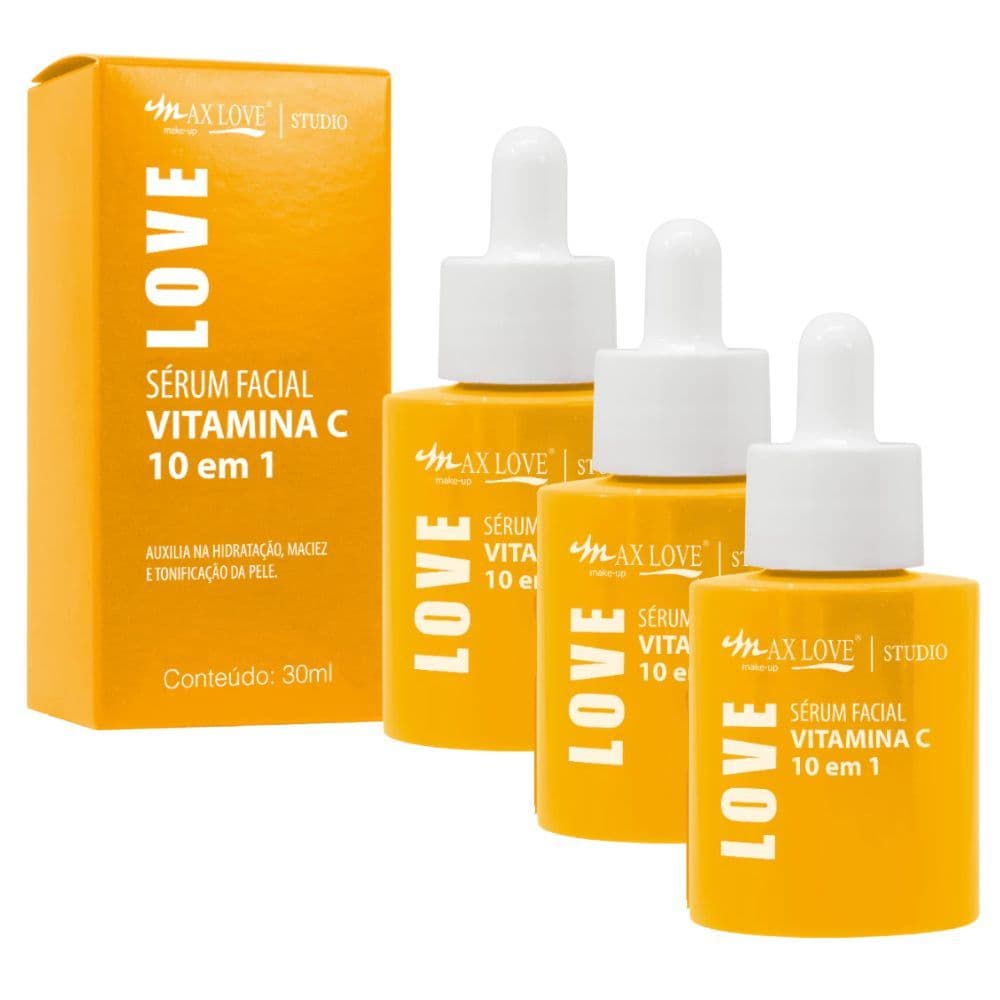 Kit c/ 3 Sérum Facial Vitamina C 10 em 1 Max Love