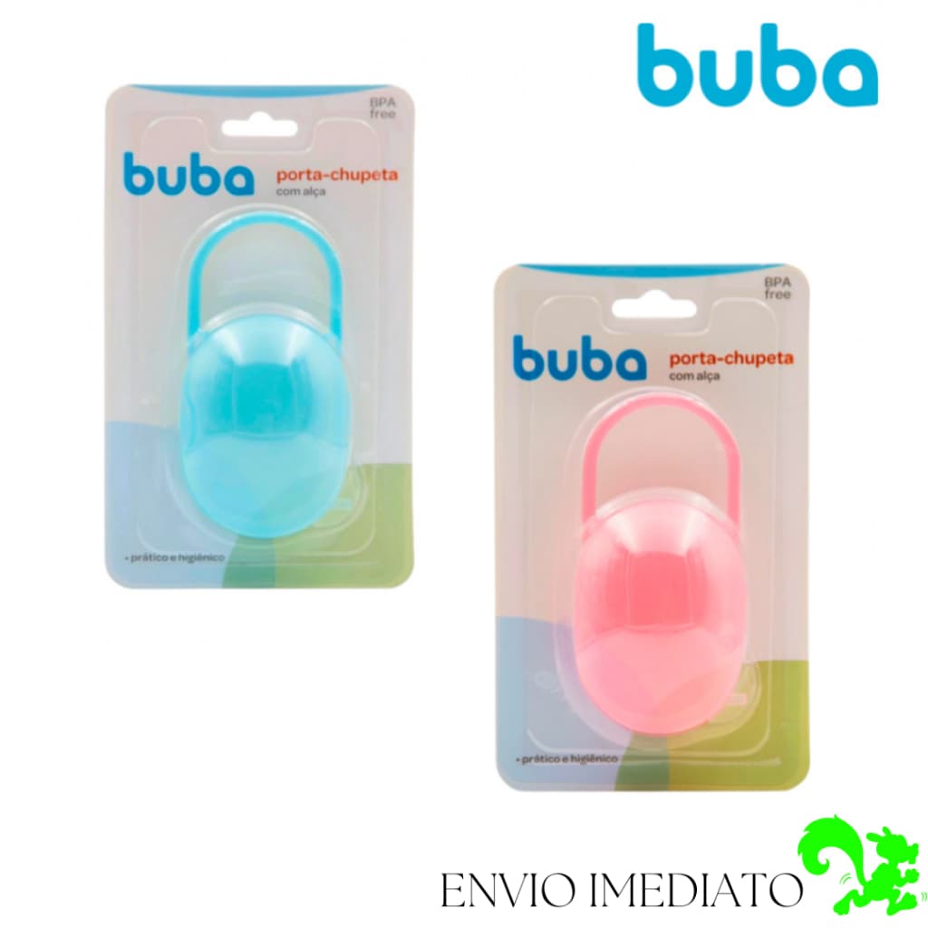 Porta Chupeta com Alça Bebê Infantil Estojo Protetor Bico Azul Rosa Buba