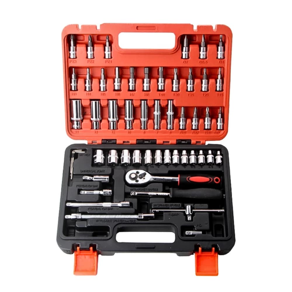 Jogo Catraca Soquetes Philips Fenda e L Maleta 53 Peças Completo Bits Kit Ferramentas