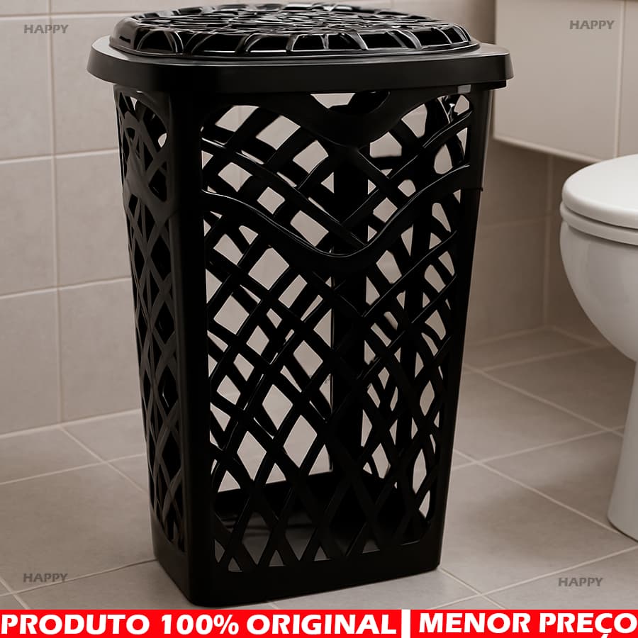 Cesto Telado De Roupa Suja Banheiro Organizador De Canto De Parede Lavanderia 30 60  Litros Eco Nature Jaguar Envio 24Hr