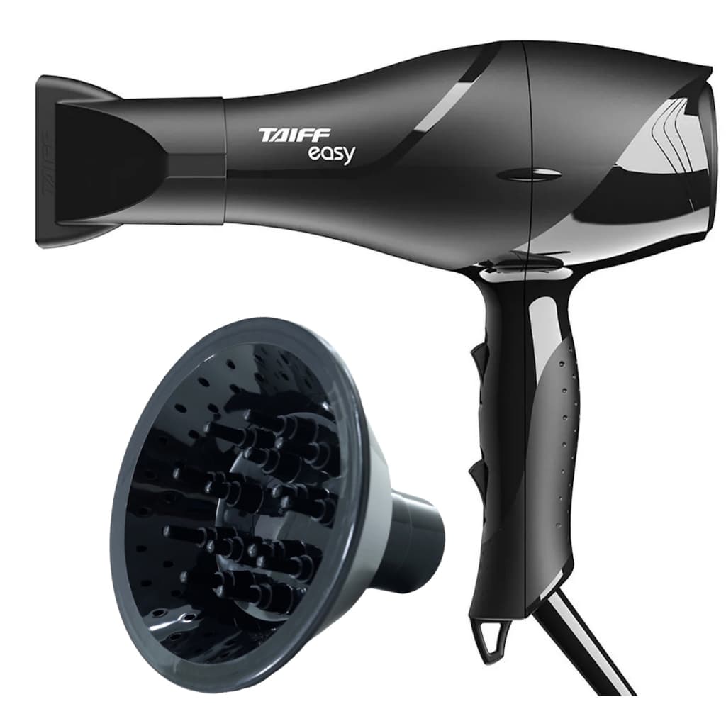 Secador de Cabelo Taiff Profissional 1700w Ions Ar Quente Frio Preto Difusor Cachos