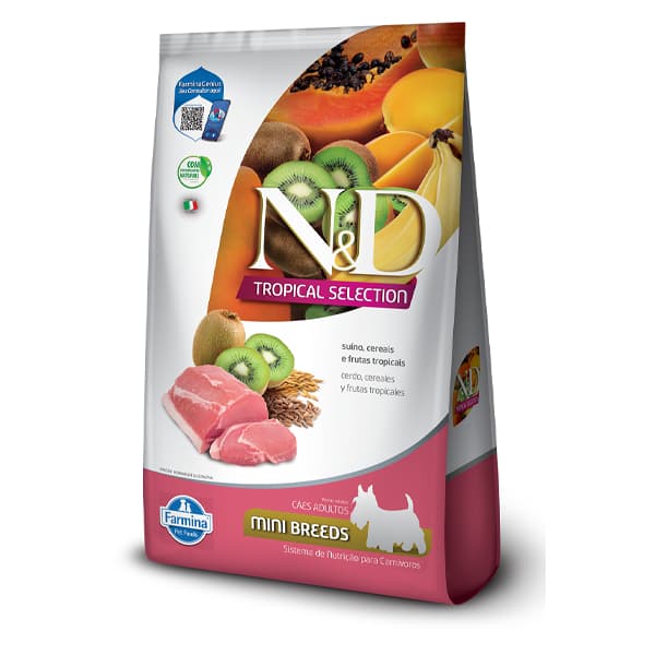 Ração N&D Tropical Selection Cães Adultos Mini Suíno 2 kg + 500g Grátis