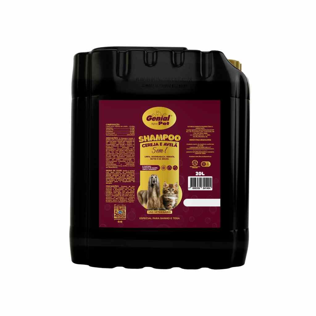 Shampoo Cereja e Avelã 20L para Cães e Gatos Genial Pet Banho e Tosa