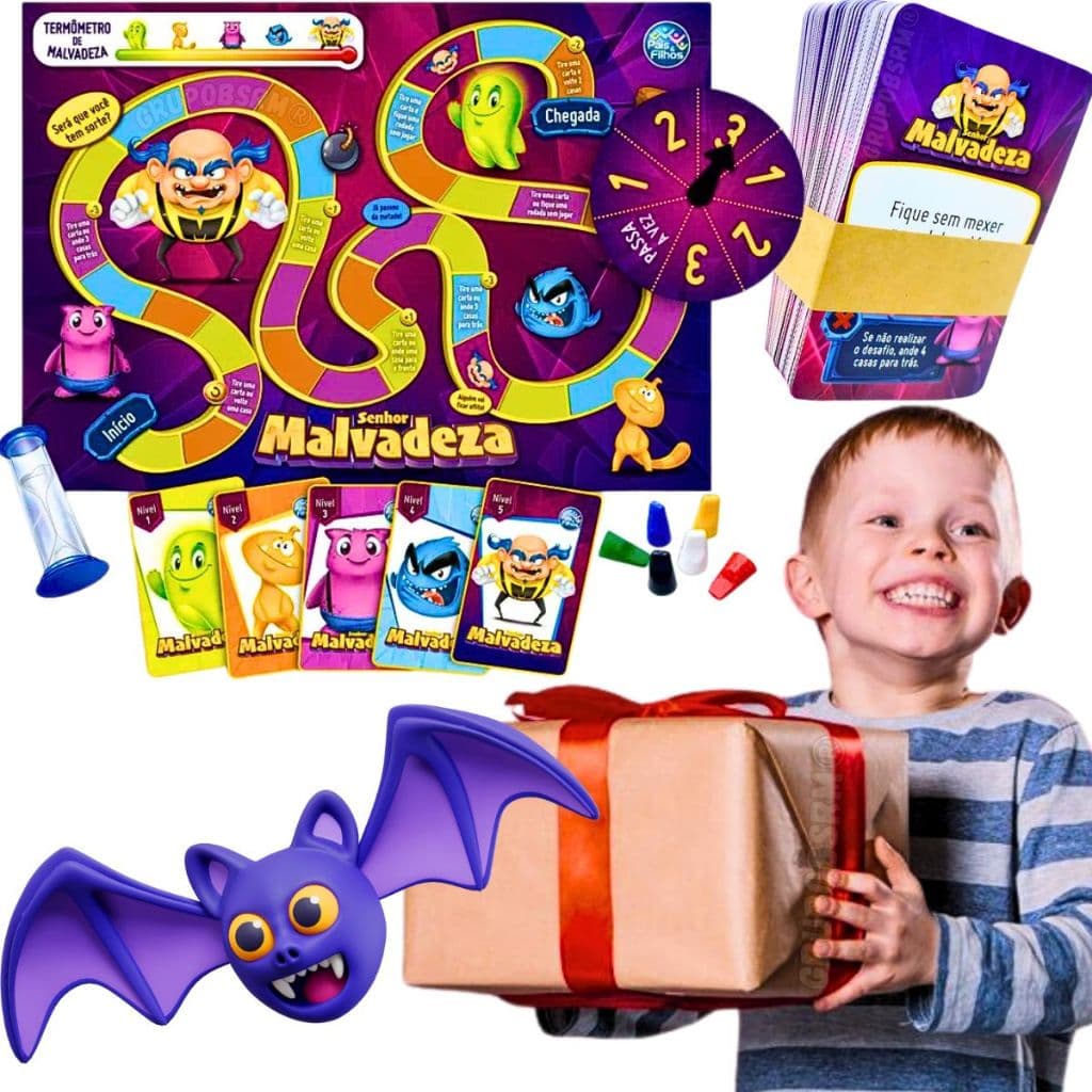 Brinquedo Senhor Malvadeza Jogos de humor tabuleiro para jogar em familia 100 desafios engraçados