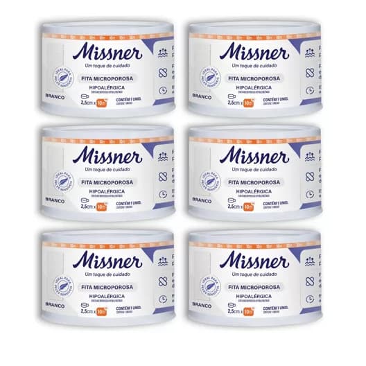 Fita Microporosa 2,5cm x 10m KIT C/06 Missner