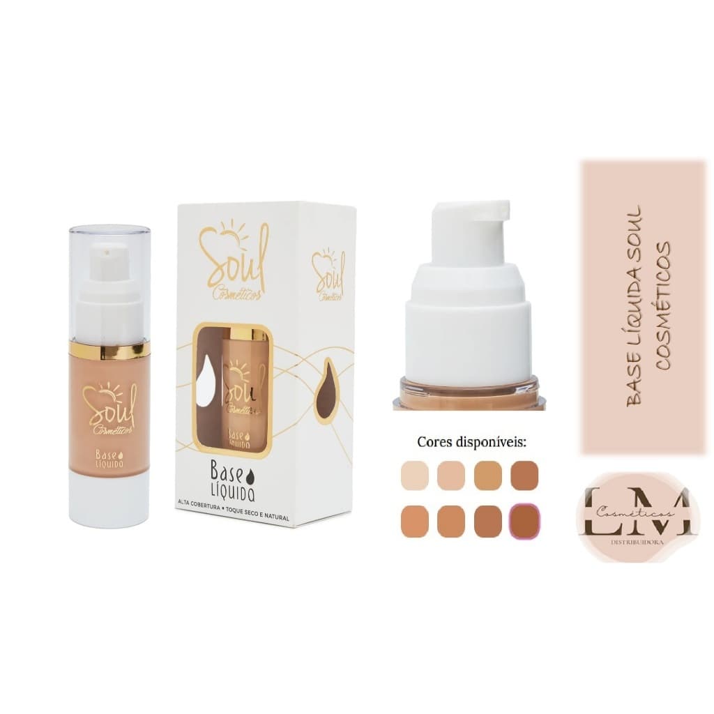 Base Líquida Cor 01 a 08 Soul Cosméticos 30g