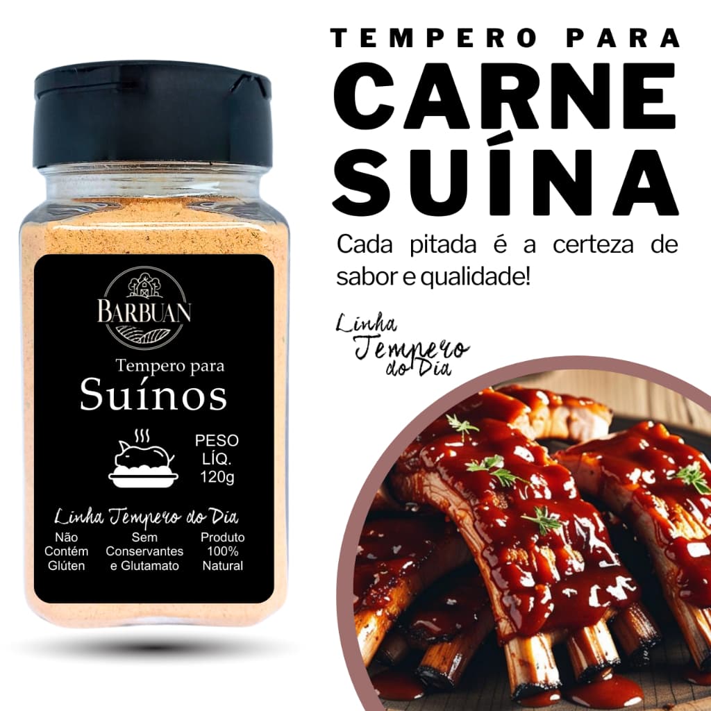 Tempero para Carne Suína 120G - Temperos Naturais Barbuan Casa De Sabores