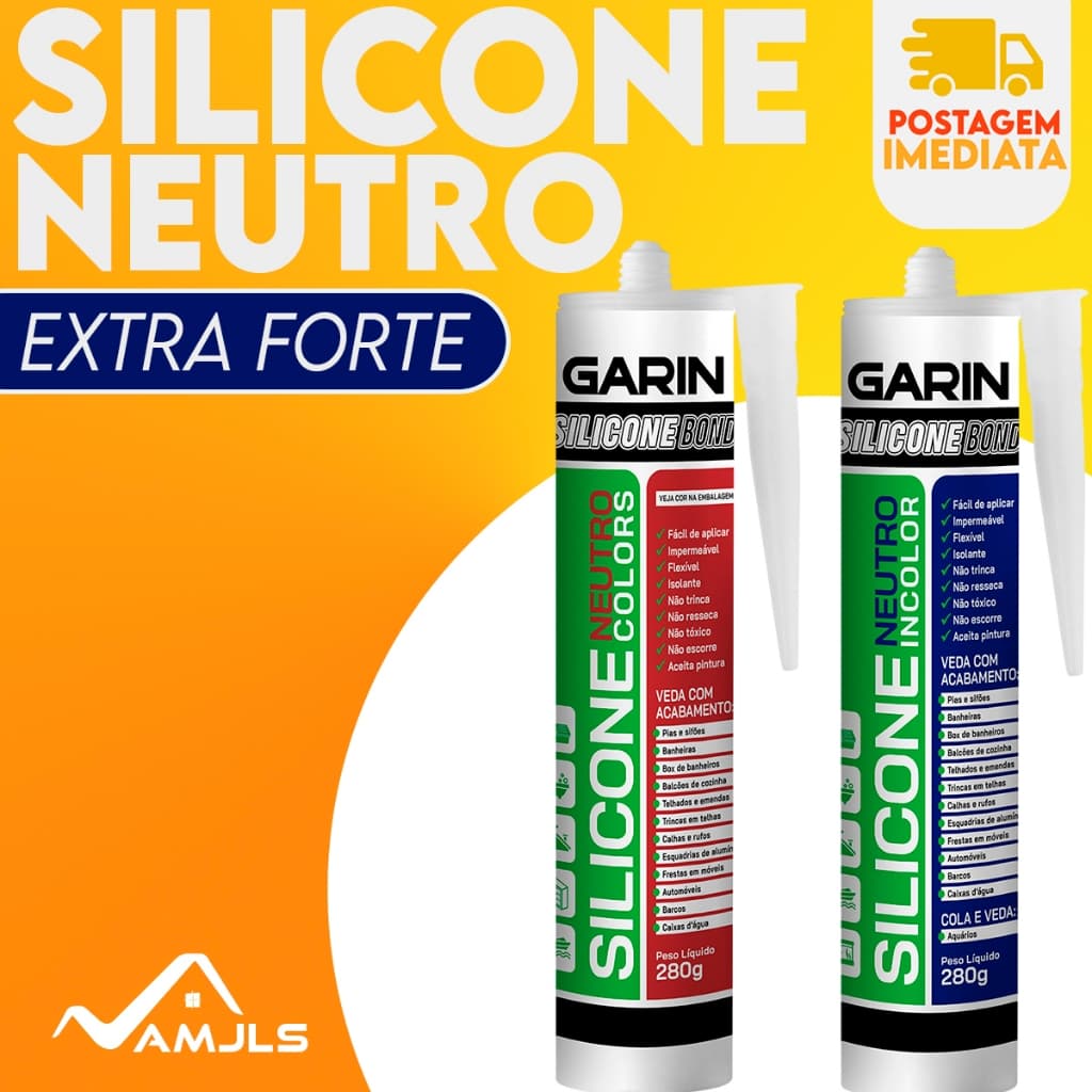 Cola Silicone Neutro Multiuso Para Aquários e Box Garin 280g