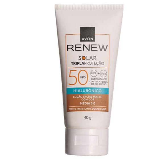 Protetor Solar Facial Renew Solar Advance Matte com Cor Média Anti-Idade FPS 50 40g