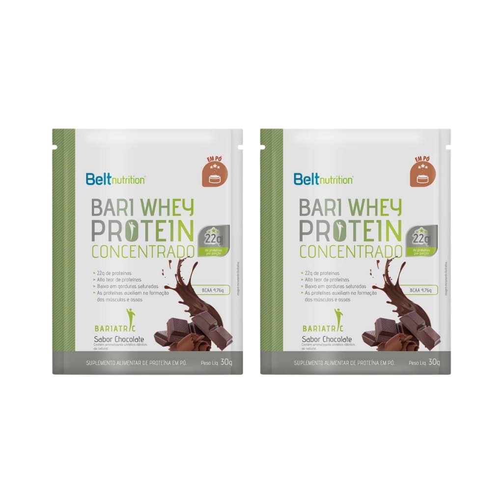 Kit 2 Belt Bari Whey Protein Concentrado Chocolate 30g Sach