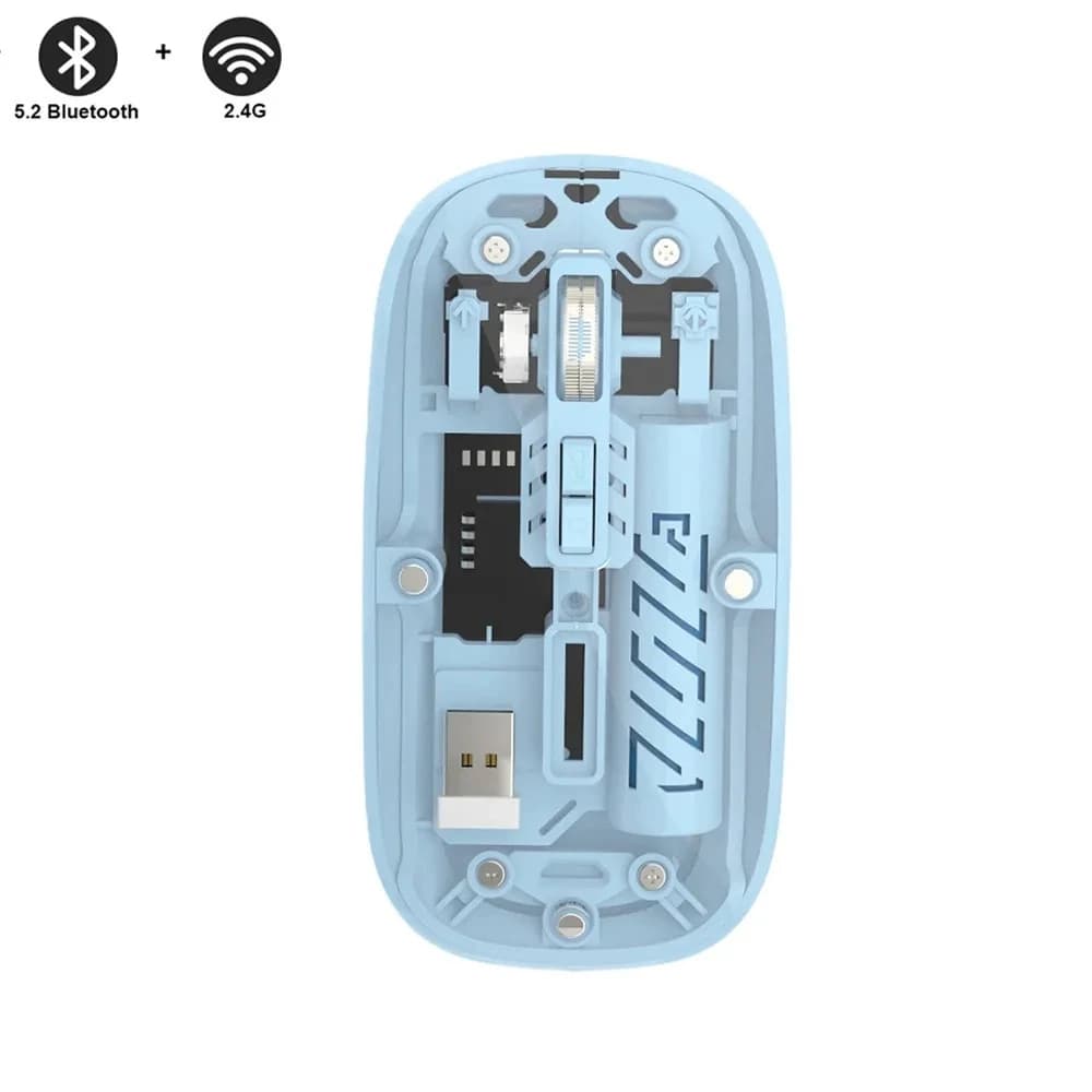 Mouse sem fio Bluetooth transparente e luminoso, mouse de computador 2.4G