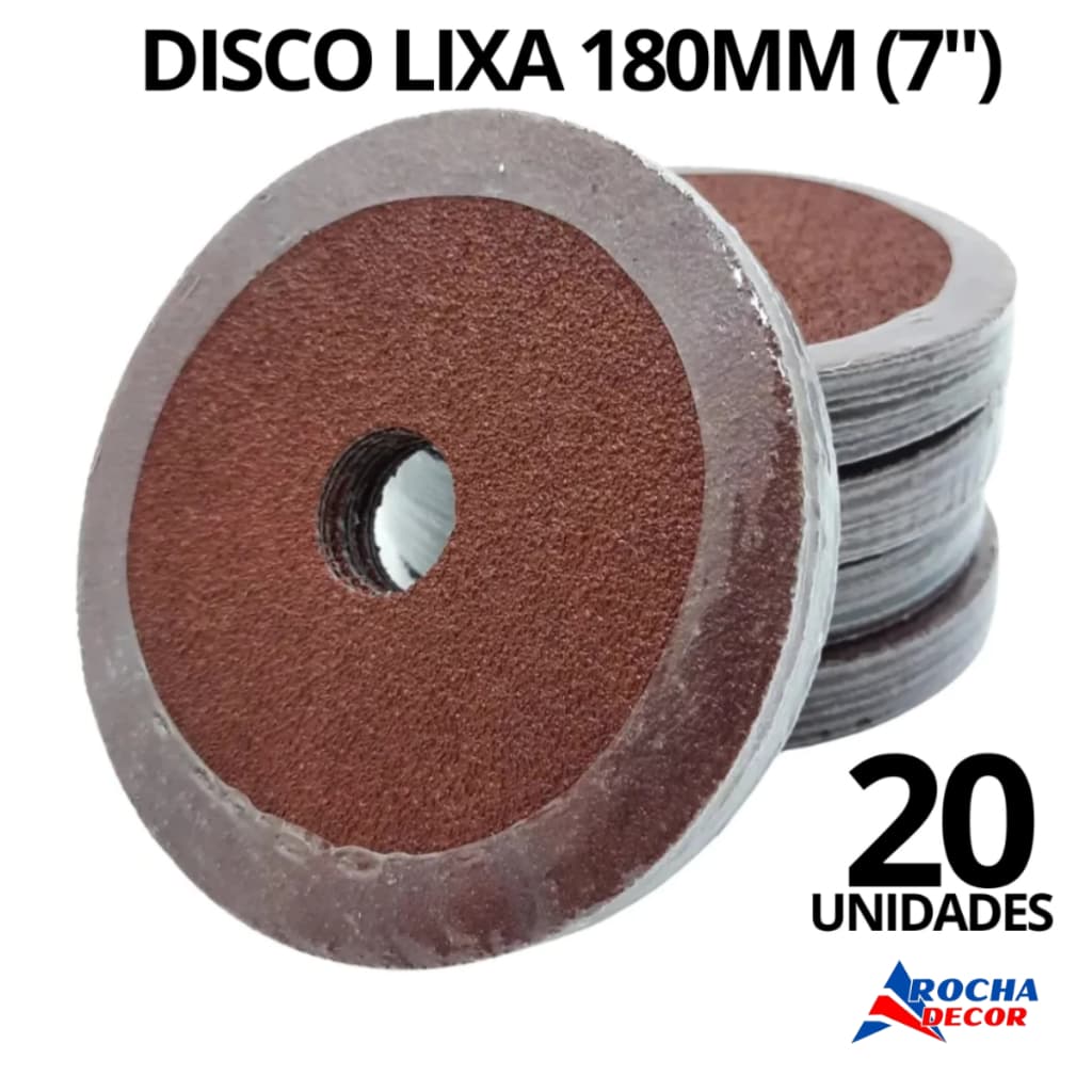 20x Disco De Lixa 7" 180mm Para Esmerilhadeira Lixadeira Ferro Madeira Metal - Escolher Gramatura