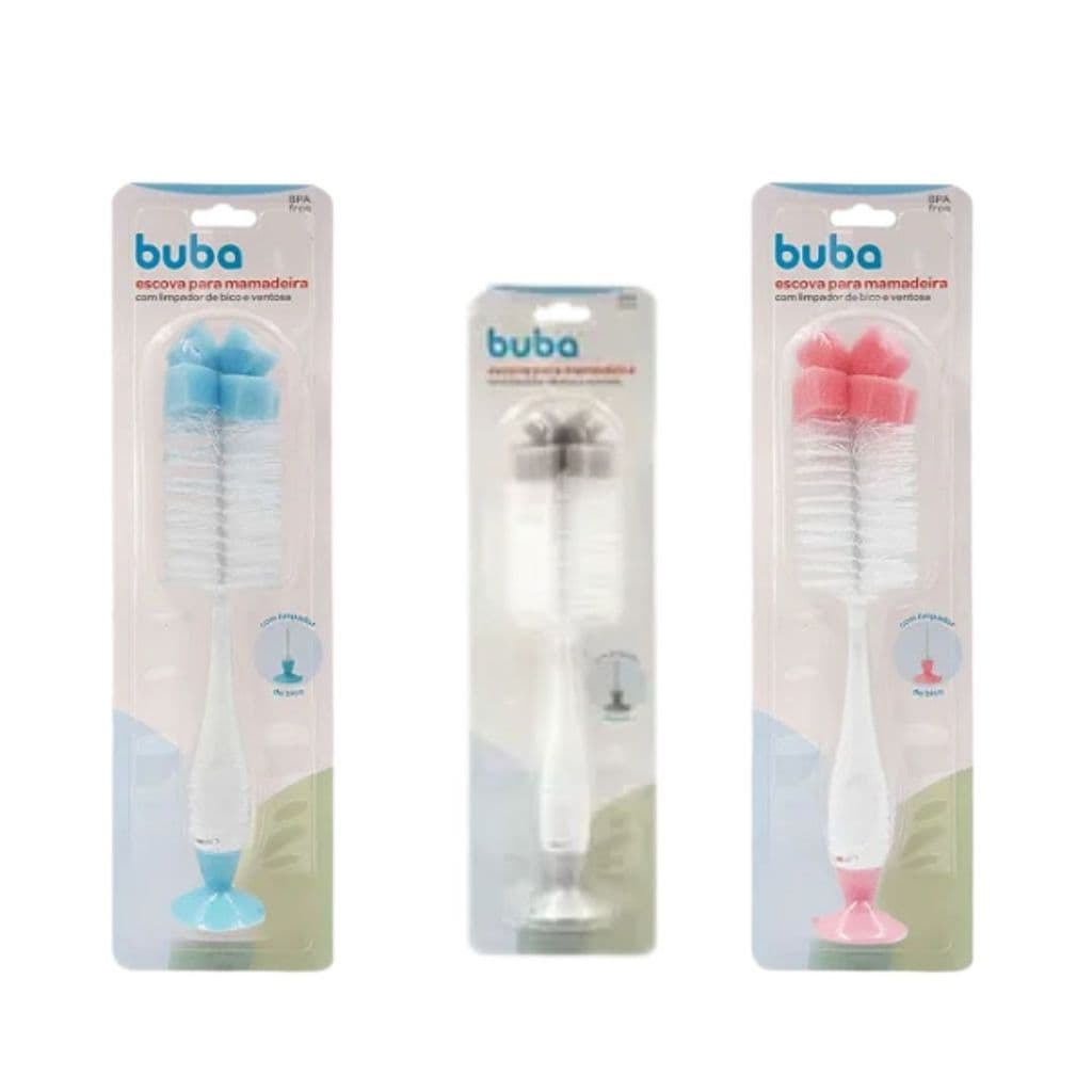 Escova + Limpador de Bico Bebê Infantil Buba Higieniza Mamadeira Lava Bebe Limpeza Maternidade