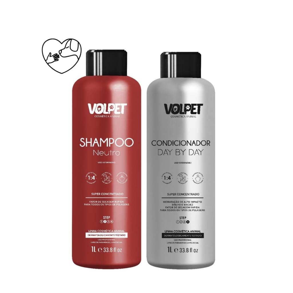 Kit Shampoo Neutro + Condicionador 1L Concentrado Para Pets