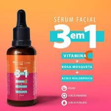 Sérum Facial 3 em 1 - Vitamina C + Rosa Mosqueta + Ácido Hialurônico - Max Love 30 ml