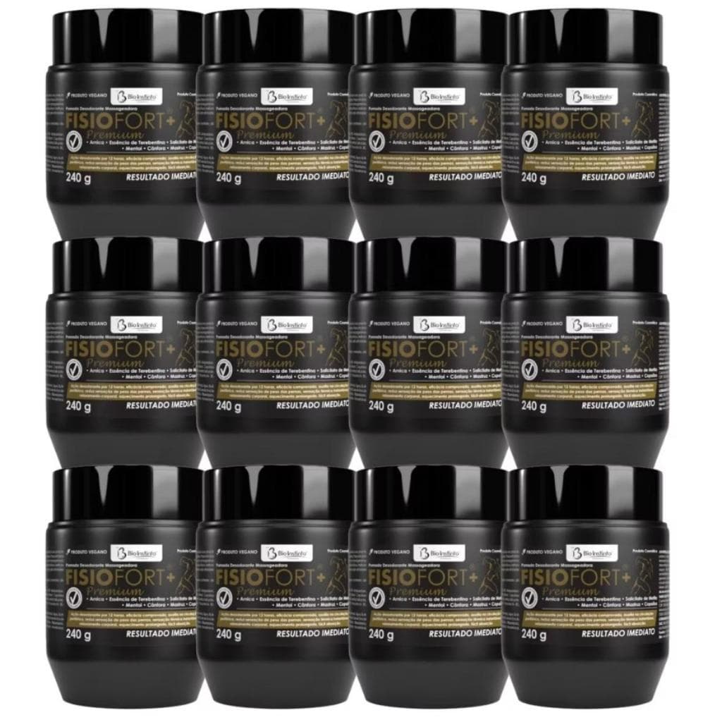 Kit 12 Pomada Massagem Fisiofort Premium 240G - Bio Instinto