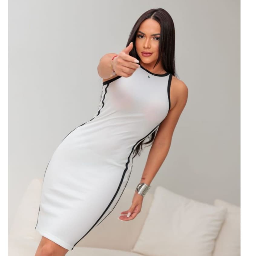 Vestido Tubinho Regata Nadador Listrado Feminino Conforto M ao GG Ribana Moda Feminina