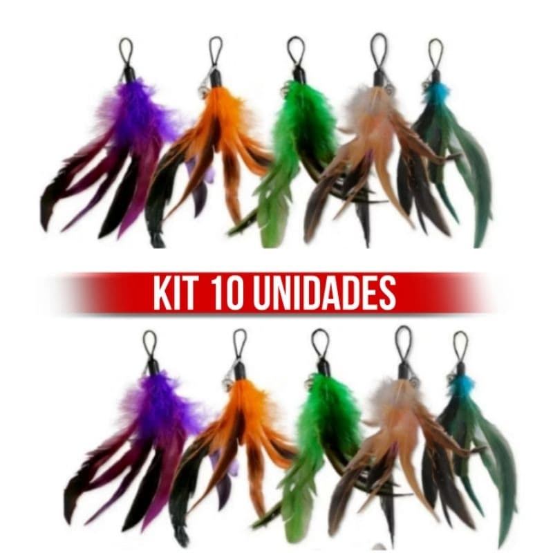 kit 10 pontas de penas reposição da varinha do gato cores sortidas