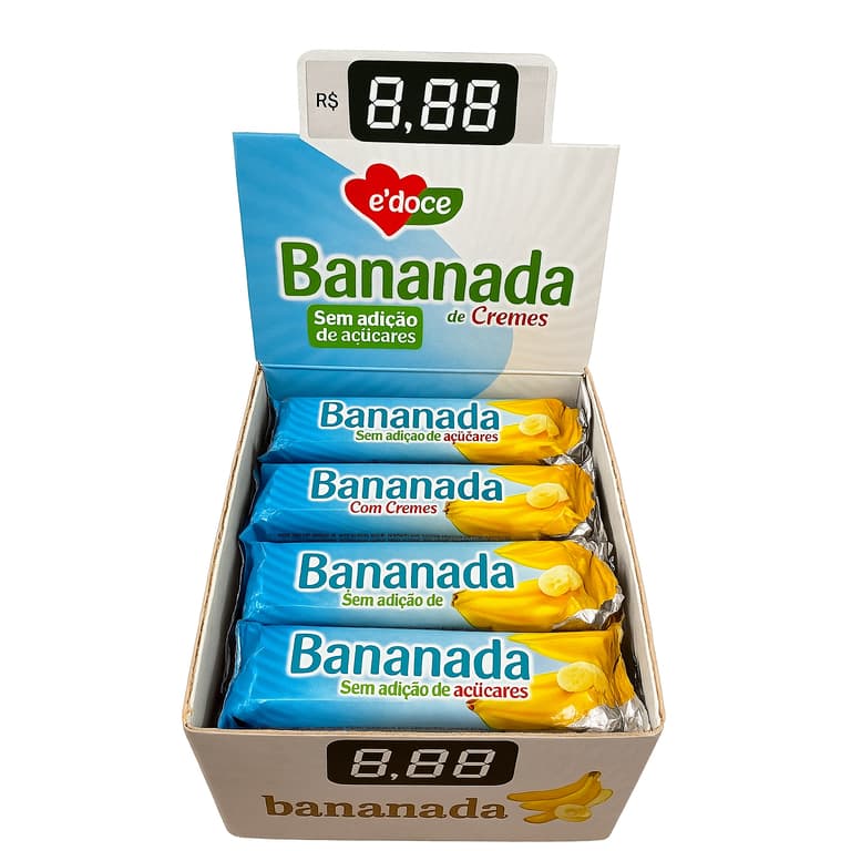 Bananada Zero Açúcar 1 Caixas 24un Diet Sem Glúten Doce Banana Saudável Artesanal Fit