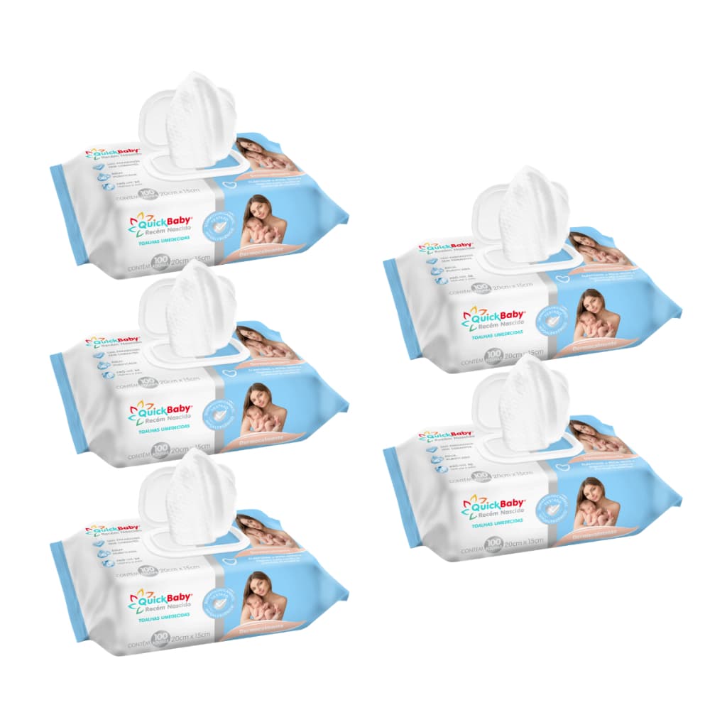 Toalha Umedecida Quick Baby RN Dermocalmante 500 Folhas (5undX100fls)