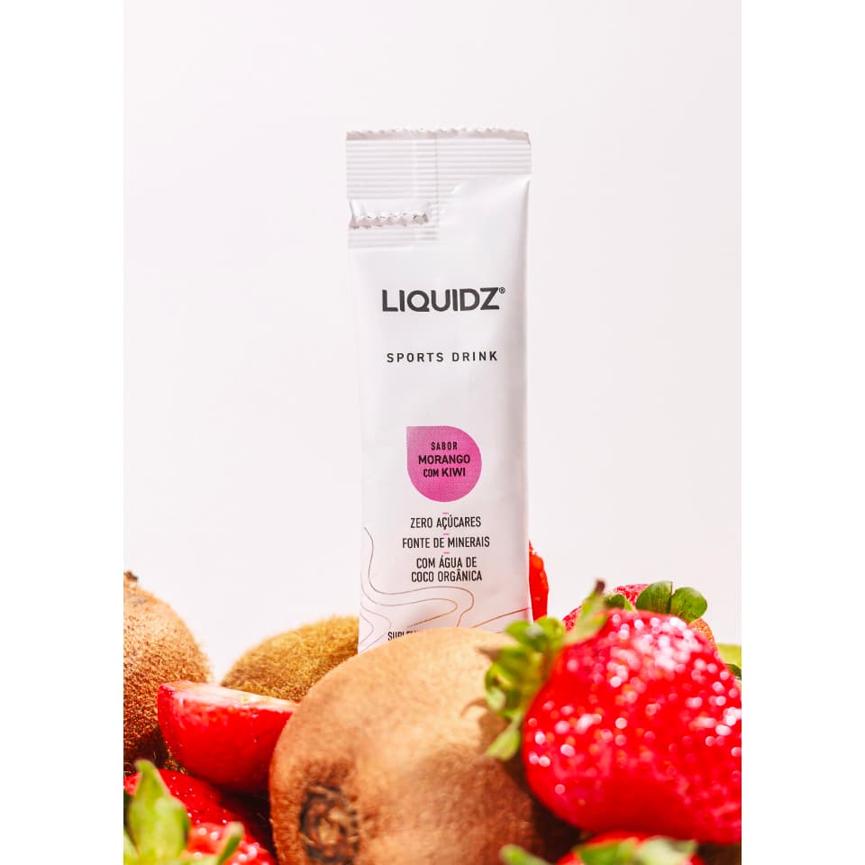 LIQUIDZ kit 14 saches Isotônico Eletrólito sports Drink Morango c/ Kiwi
