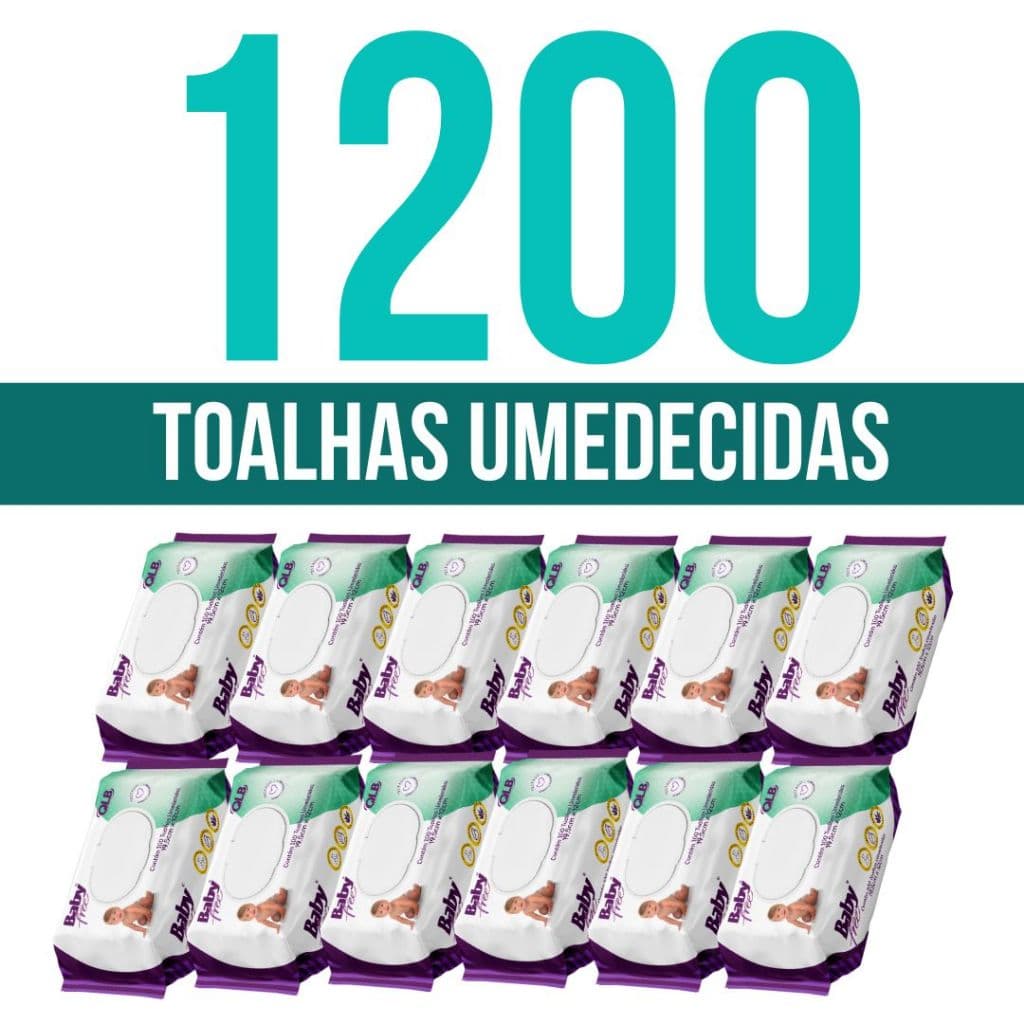 Caixa com 12 Lenços/Toalhas Umedecidas Baby Free c/ 100 Unidades Cada