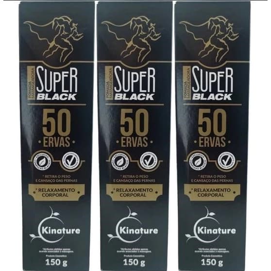 Kit 3un Pomada Massageadora Super Black 50 Ervas 150g Kinature - Bio instinto