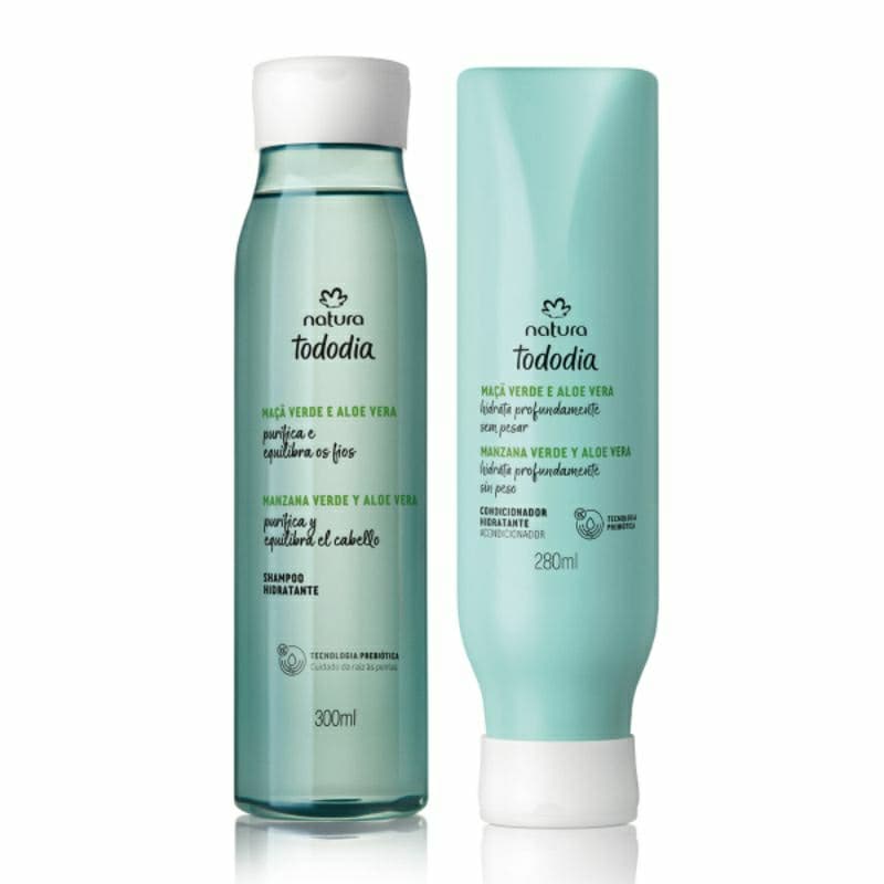 Combo Linha Cabelos Tododia Hidratante Maçã Verde e Aloe Vera Natura: Shampoo e Condicionador