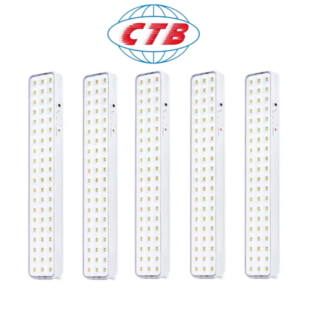 Kit 5 Luminárias Emergência 60 Leds 5w Recarregável 6500k Cor Branco Bivolt 110v/220v