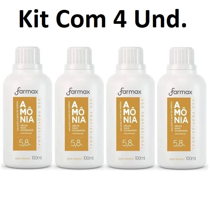 Kit 4 Solução A Base De Amônia Farmax 100ml