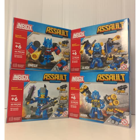 Kit Blocos de Montar - Assault Warmachine - Compatível com Lego® - 4 robôs / veículos