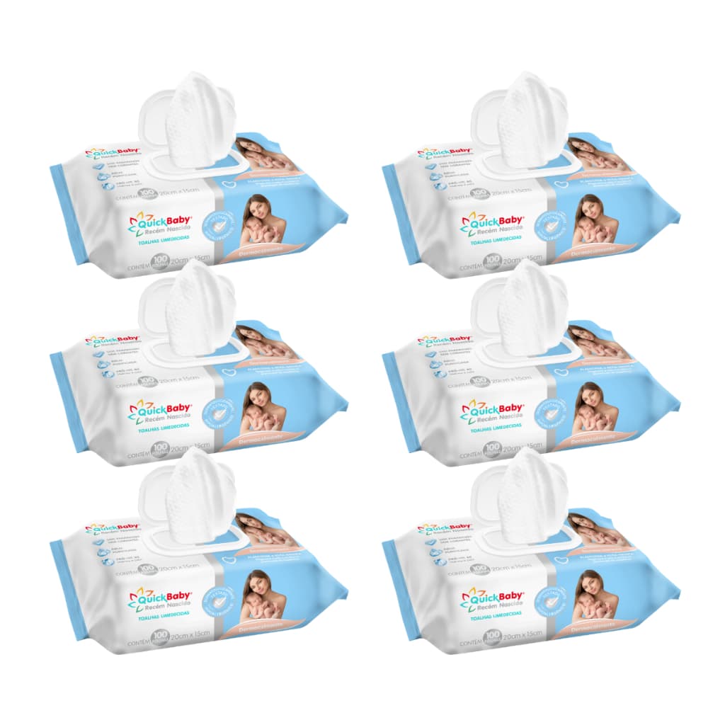 Toalha Umedecida Quick Baby RN Dermocalmante 600 Folhas (6undX100fls)