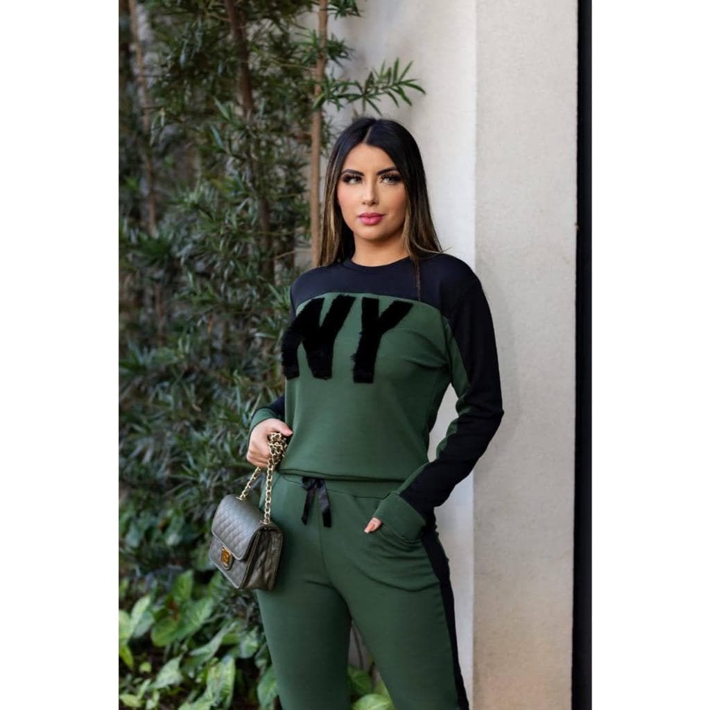 Conjunto Malha Crepe Feminino NY em pelucia