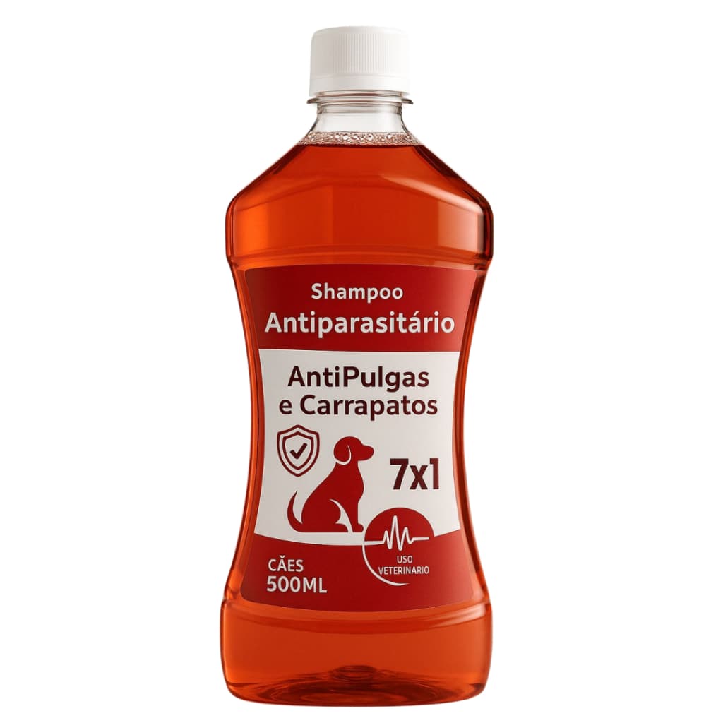 1 Shampoo 7 em 1-  Anti Pulgas Carrapatos  Piolho E Sarna para Cães - Antiparasitário Pet Side 500ml