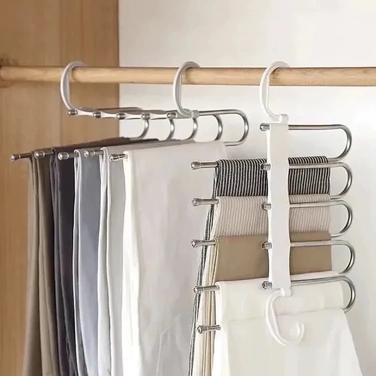 Cabide Multifuncional para Calças de Inox Aço com 5 Divisórias organizador