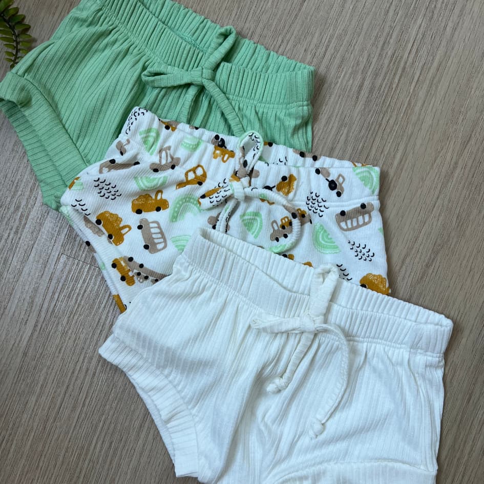 Tapa Fralda Short Infantil Bebê Menino Canelado Liso e Estampado Cueca Suedine Algodão