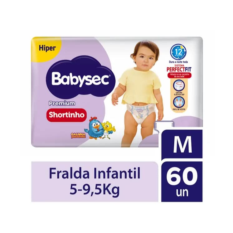 Fralda Babysec Premium Shortinho M 60un Hiper
